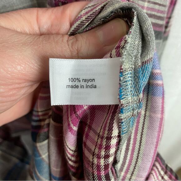 Lane Bryant Gray Pink&Blue Plaid Button Front Shirt Dress Sz.28W NWT - Picture 14 of 16